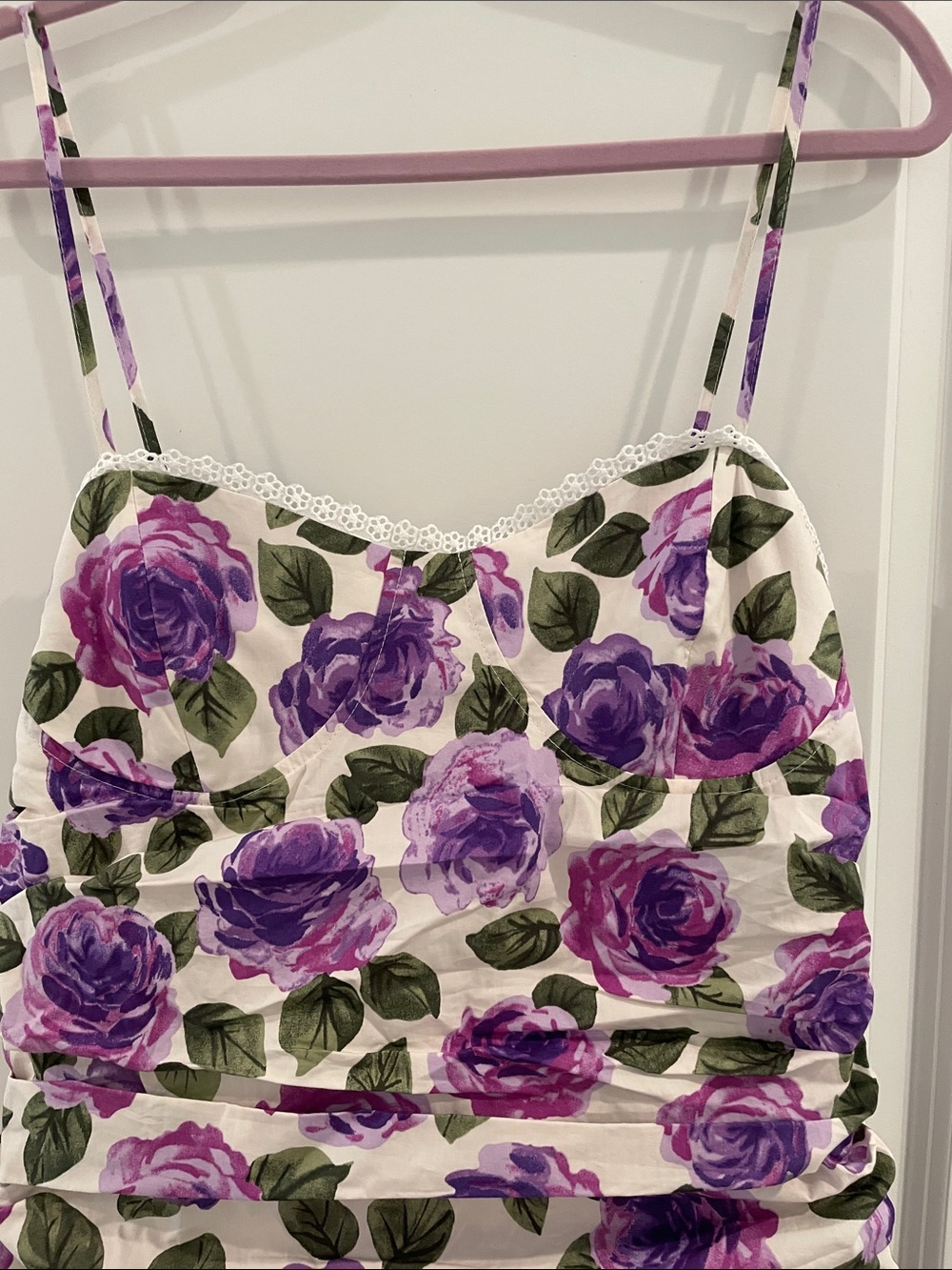 Anthropologie Maeve Brand NWT!!! Purple Floral Smocked Spaghetti Strap Dress - Picture 2 of 9